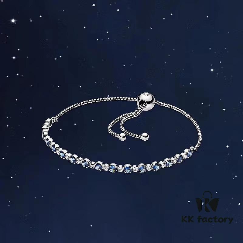 692fe32d99f2d84055c8be07 New Arrival Pandora Official Website Blue and Transparent Sparkling 925 Silver Bracelet Cord 598517C01