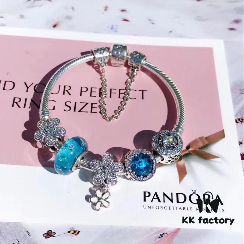 692fe33f99f2d84055c8be2e Pandora Lake Blue Bubble Daisy Flower Blossom 🌼 New Arrival! Made with authentic boutique materials, perfectly crafted to match retail quality! Featuring vibrant lake blue bubble glass, sparkling ocean blue cat's eye stone, lucky coin charm, fully diamond-set daisy flower and daisy safety chain, paired with a diamond-encrusted daisy pendant. Crafted in S925 sterling silver, complete with official boutique packaging!