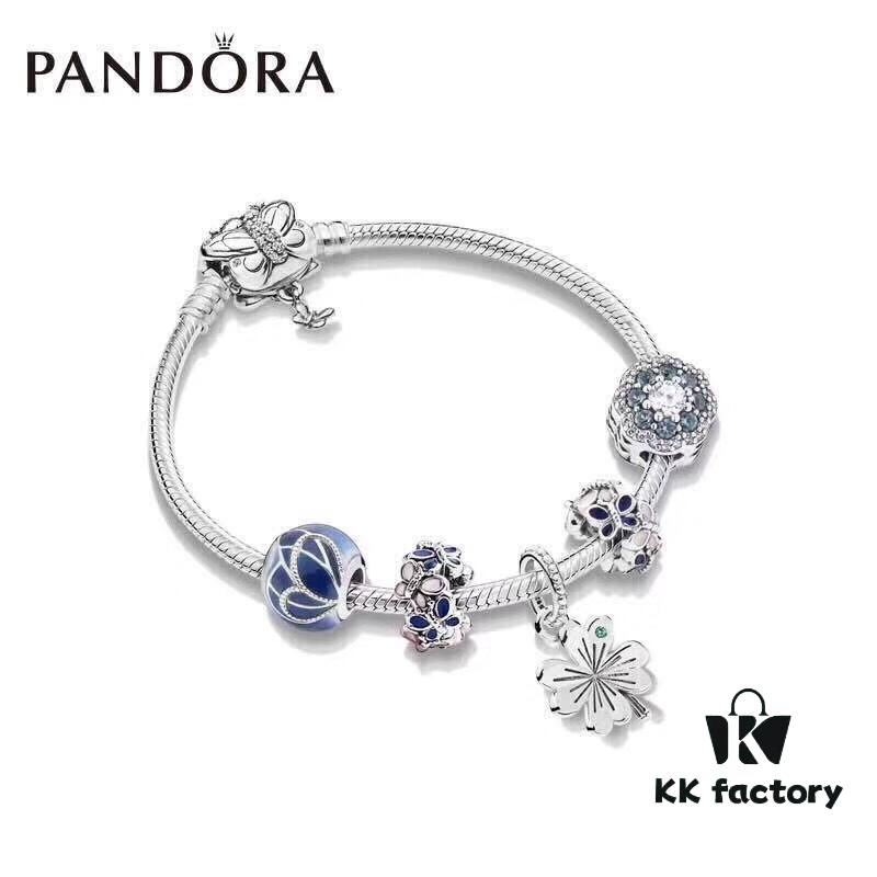 692fe36d99f2d84055c8be7b Pandora 'Blue Butterfly Wings' Silver Butterfly Snake Bone Bracelet Set, Same as Official Website Version