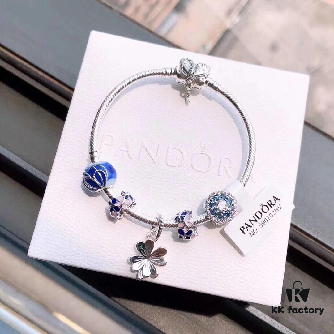 692fe37099f2d84055c8be80 Pandora 'Blue Butterfly Wings' Silver Butterfly Snake Bone Bracelet Set, Same as Official Website Version
