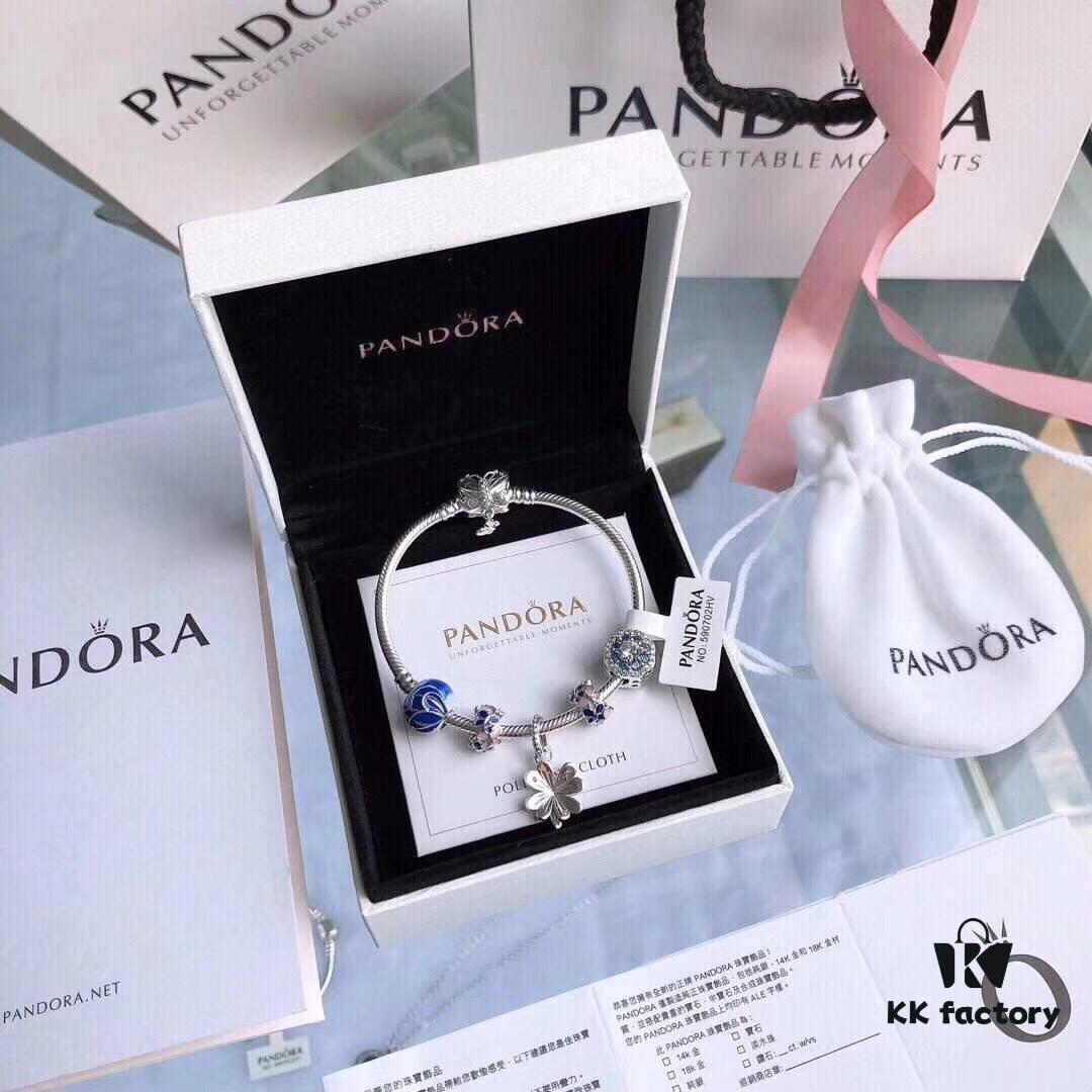 692fe39699f2d84055c8bece Pandora 'Blue Butterfly Wings' Silver Butterfly Snake Bone Bracelet Set, Same as Official Website Version