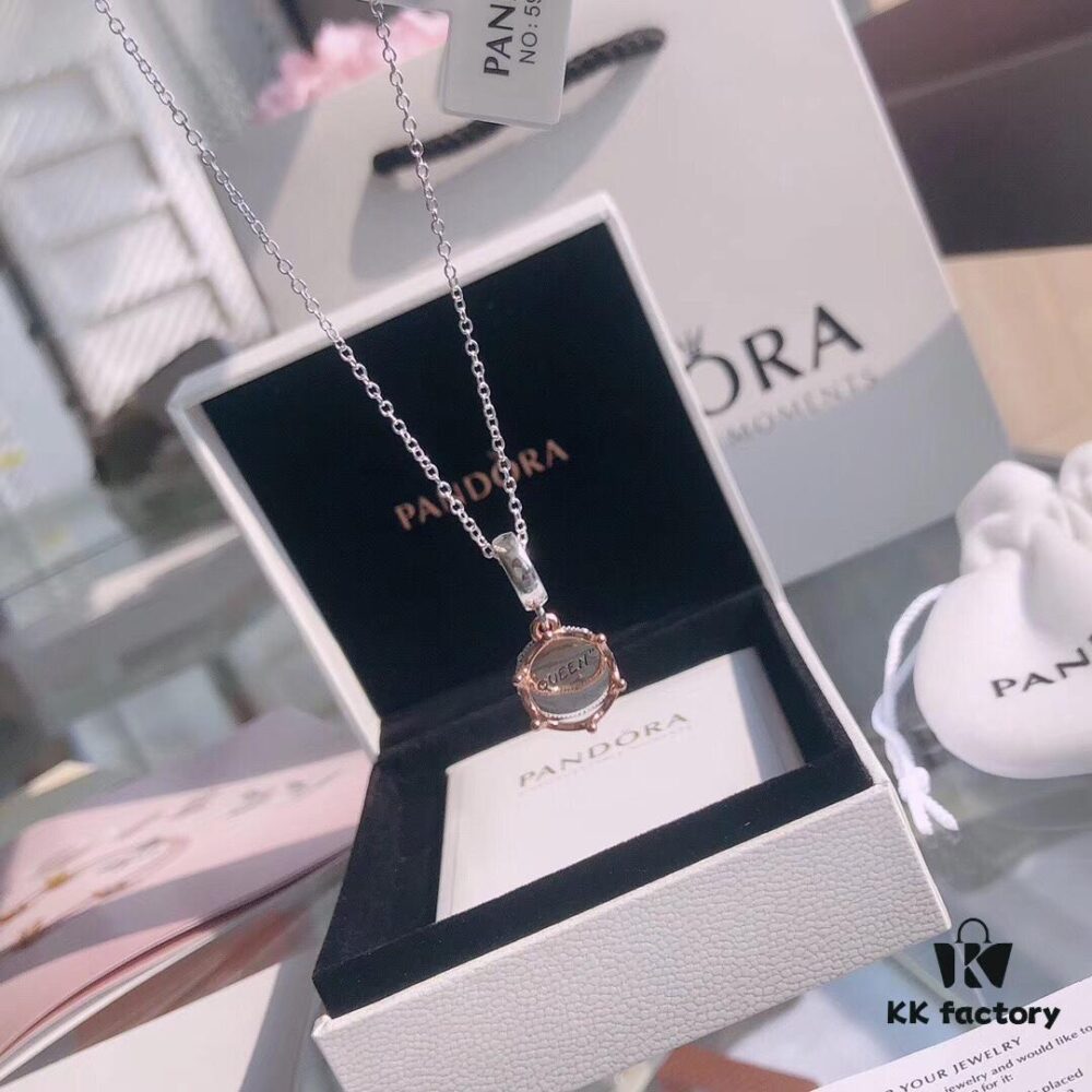 692fe3ce99f2d84055c8bf2c New Arrival✨Pandora Official Website Same Style 'Queen and Crown' Necklace, Crown Shape with Double-Sided Two-Tone Design of 'Empress', Engraved with 'Queen' at Center
