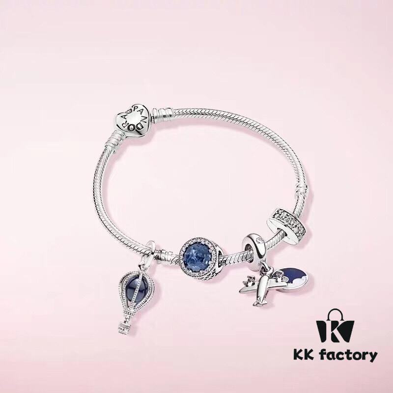 692fe3d699f2d84055c8bf38 Pandora Sweet Holiday Bracelet Set - Guan Xiaotong Same Style Ocean Heart, Hot Air Balloon, and Airplane Charms