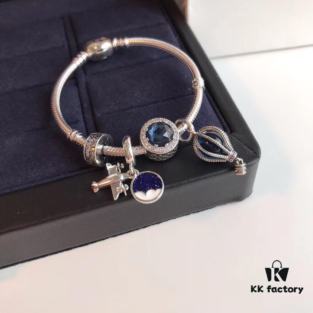 692fe3d999f2d84055c8bf3e Pandora Sweet Holiday Bracelet Set - Guan Xiaotong Same Style Ocean Heart, Hot Air Balloon, and Airplane Charms