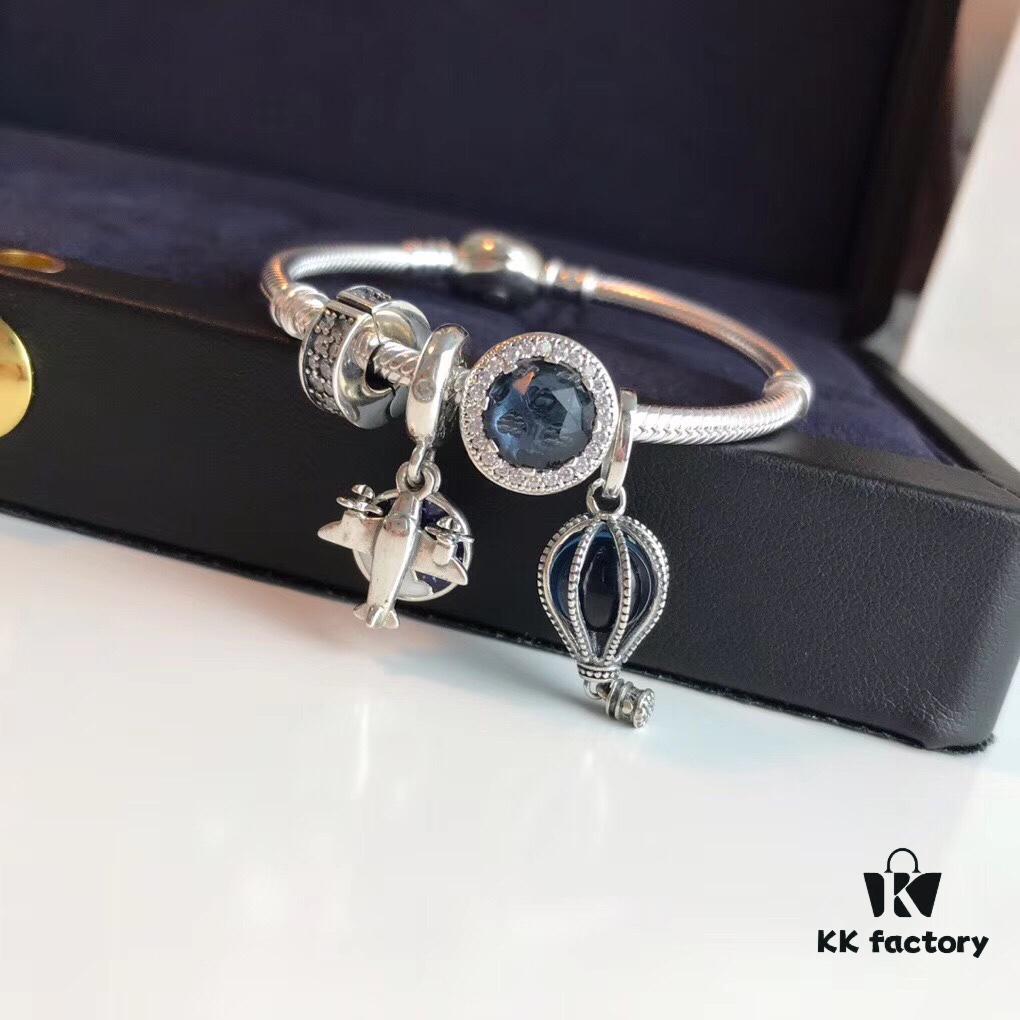 692fe3d999f2d84055c8bf3f Pandora Sweet Holiday Bracelet Set - Guan Xiaotong Same Style Ocean Heart, Hot Air Balloon, and Airplane Charms
