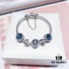 692fe3dc99f2d84055c8bf44 Pandora Pandora's Starry Sky Horizon New Arrival Elegant Dark Blue Flash Diamond Cat Eye Bracelet with Lucky Coin Charm and Heart Safety Chain in S925 Silver