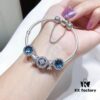 692fe3dc99f2d84055c8bf46 Pandora Pandora's Starry Sky Horizon New Arrival Elegant Dark Blue Flash Diamond Cat Eye Bracelet with Lucky Coin Charm and Heart Safety Chain in S925 Silver