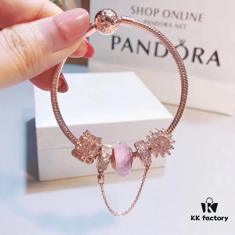 692fe3dc99f2d84055c8bf47 Pandora Rose Pink Sparkling Diamond Gift Box Set, Silver Wire Pink Faceted Glass, Imitation Snowflake Design, Authentic-Like Material and Craftsmanship
