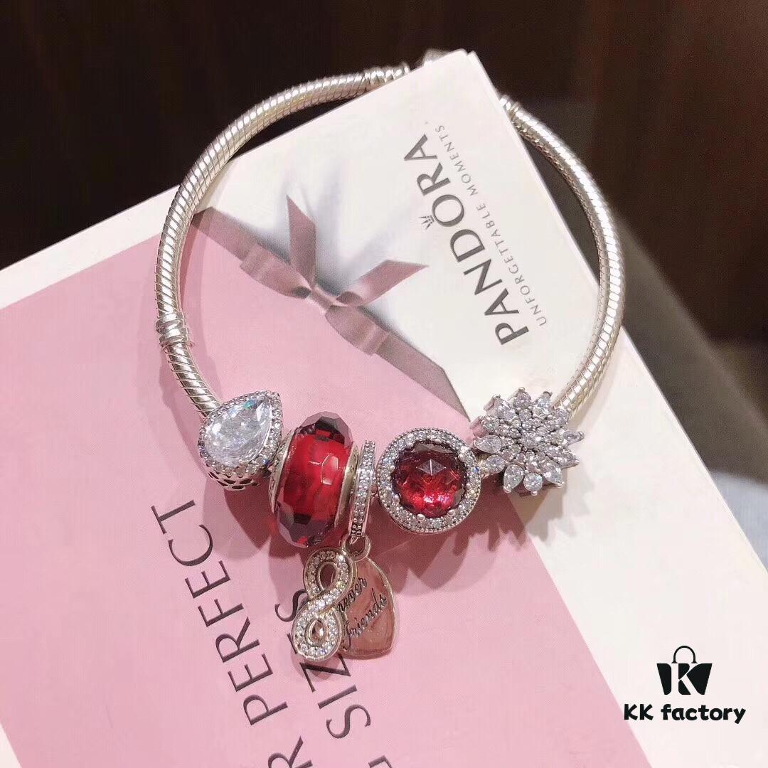 692fe3e299f2d84055c8bf51 Pandora Rose Red Infinity Love ❤️ New Arrival! Made with counter-grade materials, perfectly crafted at a 1:1 ratio, quality comparable to official store products. Features rose-red faceted glass beads, sparkling diamond-cut rose-red cat's eye, colorful snowflake beads, sparkling teardrop beads 💧, and the infinity '8' shaped heart pendant 💗. Comes with original packaging! 🍃🌺