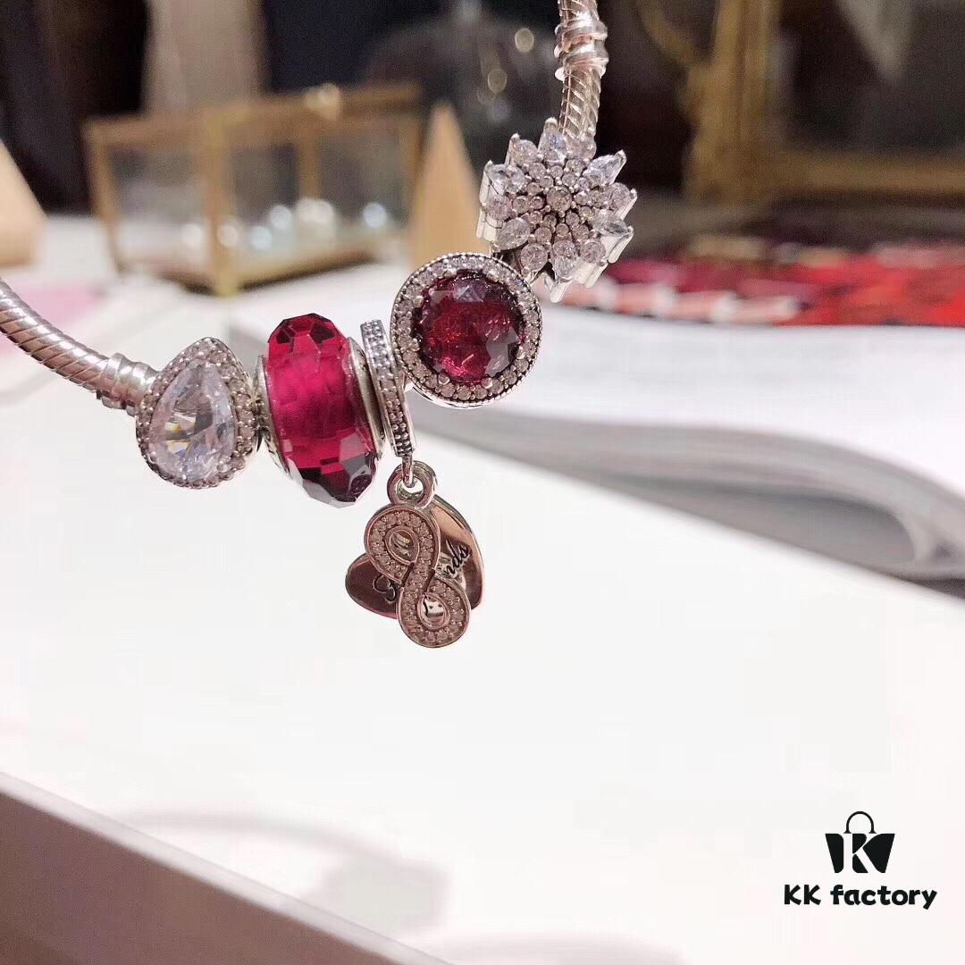 692fe3e499f2d84055c8bf56 Pandora Rose Red Infinity Love ❤️ New Arrival! Made with counter-grade materials, perfectly crafted at a 1:1 ratio, quality comparable to official store products. Features rose-red faceted glass beads, sparkling diamond-cut rose-red cat's eye, colorful snowflake beads, sparkling teardrop beads 💧, and the infinity '8' shaped heart pendant 💗. Comes with original packaging! 🍃🌺