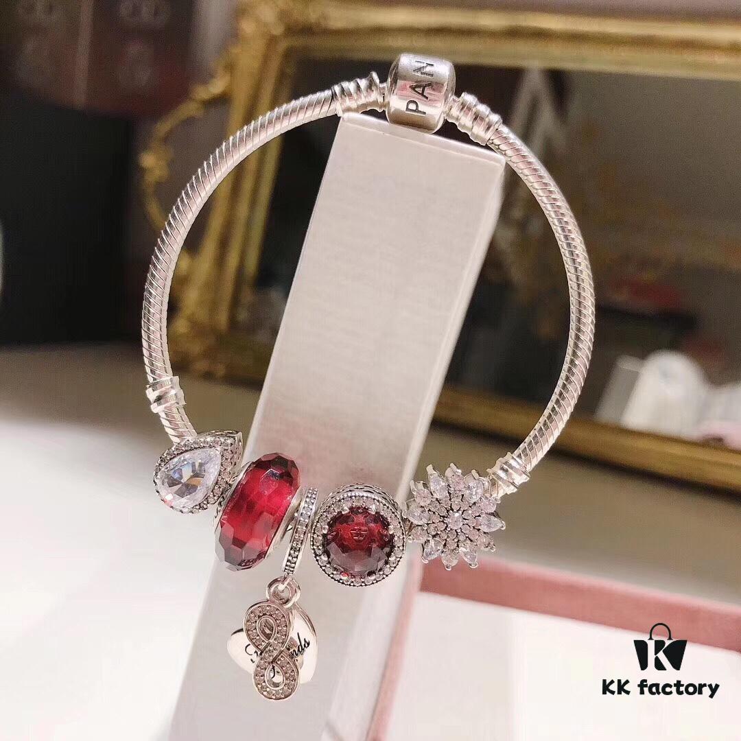 692fe3e599f2d84055c8bf57 Pandora Rose Red Infinity Love ❤️ New Arrival! Made with counter-grade materials, perfectly crafted at a 1:1 ratio, quality comparable to official store products. Features rose-red faceted glass beads, sparkling diamond-cut rose-red cat's eye, colorful snowflake beads, sparkling teardrop beads 💧, and the infinity '8' shaped heart pendant 💗. Comes with original packaging! 🍃🌺