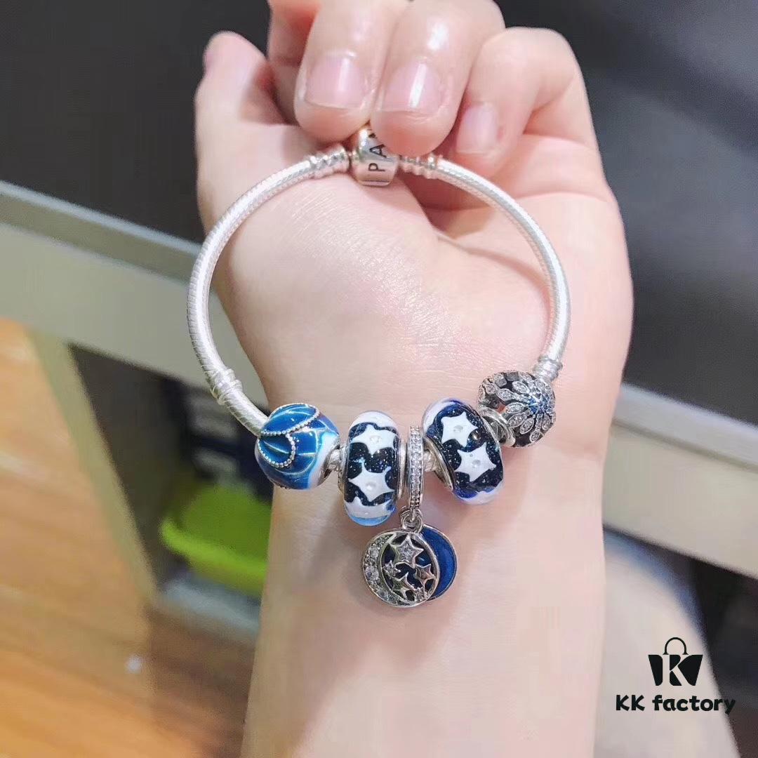 Pandora Blue Star Nostalgic Night Sky New Arrival, Blue Star Starburst Enamel Bead, Blue Snowflake Bead, Nostalgic Night Sky Pendant