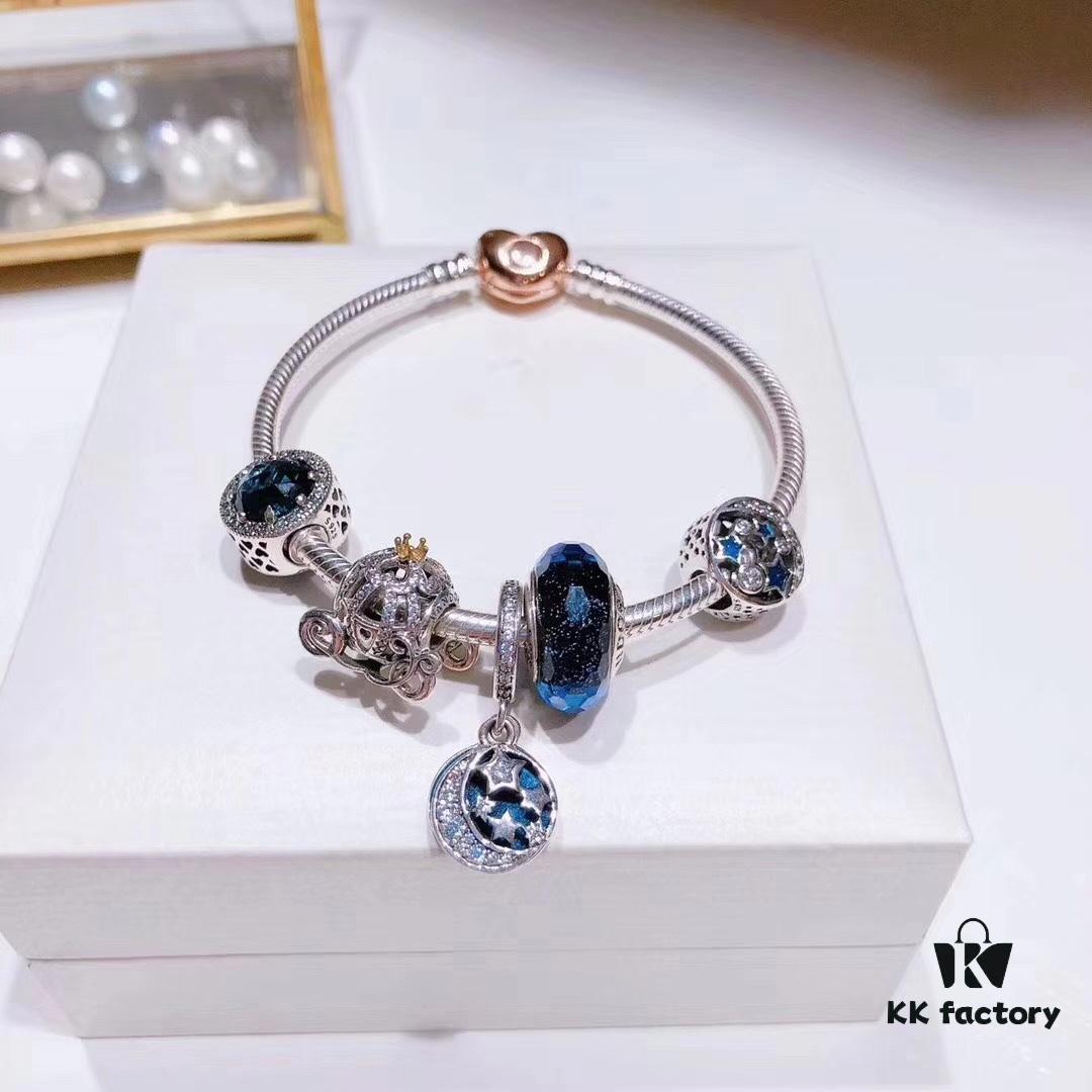 692fe40499f2d84055c8bf9a Pandora Shining Blue Star and Moon ☪ New Arrival! ZP Material, Exquisite Craftsmanship, Quality Comparable to ZP! Shimmering Blue Faceted Glass, Fairy-Tale Pumpkin Carriage, Sparkling Dark Blue Cat's Eye, Vintage Night Sky Openwork Star and Moon Bead, Vintage Night Sky Star and Moon ☪ Pendant, Comes with Packaging!