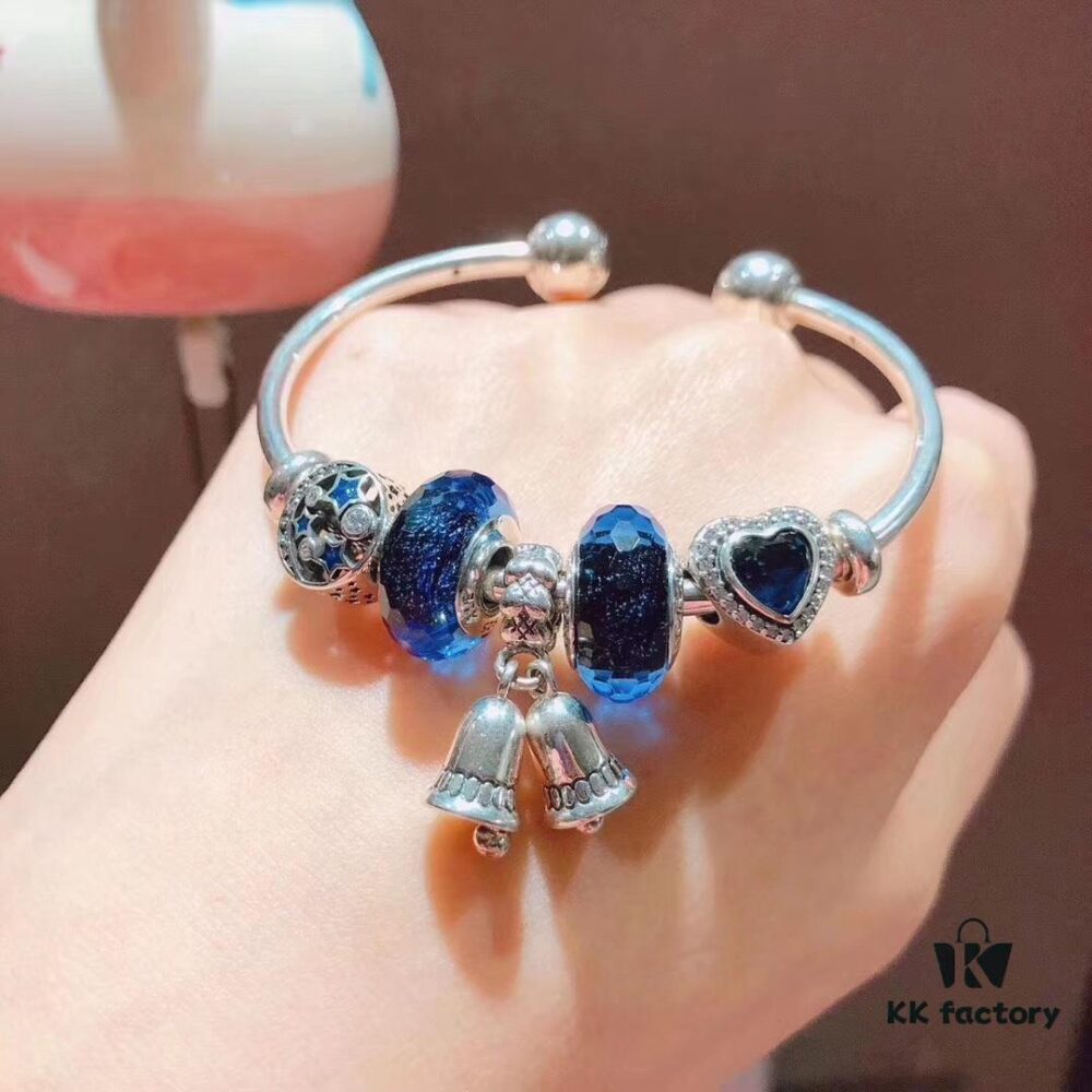 692fe40799f2d84055c8bf9f Pandora Blue Magical Bell Pendant - New Arrival, ZP-Grade Craftsmanship with Faceted Blue Glass and Celestial Moon & Star Design