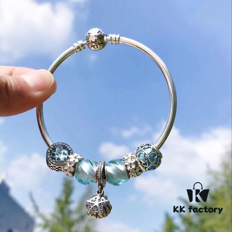 692fe42199f2d84055c8bfd3 Pandora Pandora Aqua Blue Spiral Sparkling Diamond Star New Arrival! Made with counter materials for a one-to-one perfect replication, quality comparable to official store products!