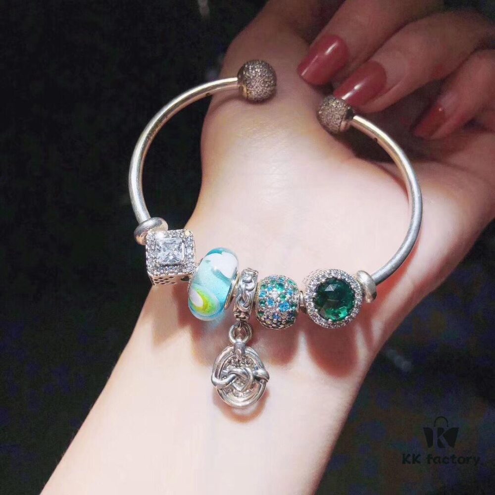 692fe42b99f2d84055c8bfea Pandora Rainbow Love New Arrival! High-Quality Replica with Original Materials, Featuring Colorful Glass Beads, Sparkling Green Charms, Square Cat's Eye, and Diamond-Cut Green Cat's Eye Pendant Symbolizing Beautiful Love
