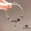 692fe44299f2d84055c8c01e Pandora Pandora Silver Deep Purple Heart Key New Arrival! Highest Quality on Market, Supports Counter Cleaning! Made with Counter Materials for Perfect 1:1 Replication! Imported Original Thai Silver Wire with Deep Purple Glass, Sparkling Deep Purple Cat's Eye, Sparkling Purple Clasp, Heart Key Pendant. S925 Silver Comes with Official Packaging!
