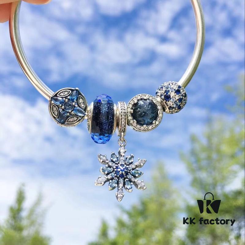 692fe45699f2d84055c8c041 Pandora Icy Snowflake New Arrival! Brilliant Blue Faceted Glass, Sparkling Diamond-Cut Blue Cat's Eye, Cross Snowflake Charm, Full Diamond Blue Bead with Sparkling Blue Snowflake Pendant. Made with S925 Silver and Authentic Store Packaging!