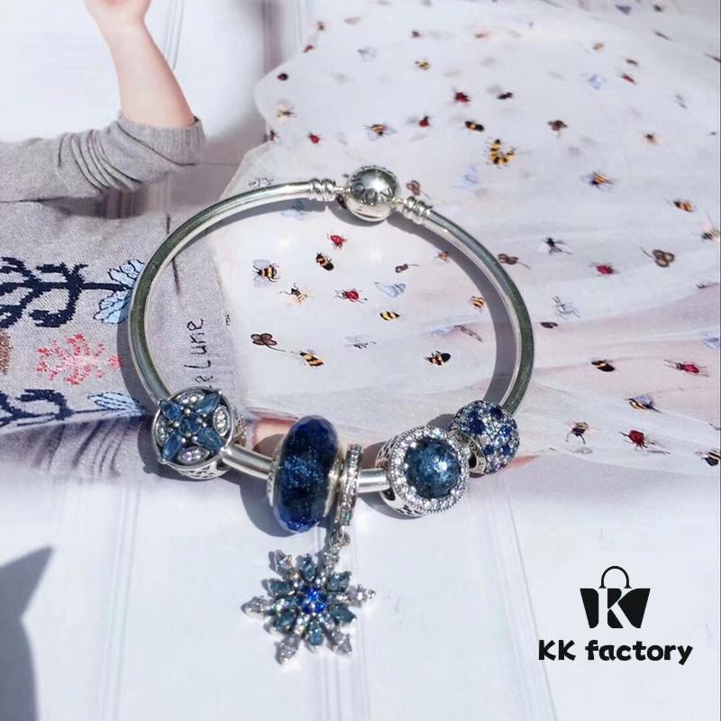 692fe45699f2d84055c8c044 Pandora Icy Snowflake New Arrival! Brilliant Blue Faceted Glass, Sparkling Diamond-Cut Blue Cat's Eye, Cross Snowflake Charm, Full Diamond Blue Bead with Sparkling Blue Snowflake Pendant. Made with S925 Silver and Authentic Store Packaging!