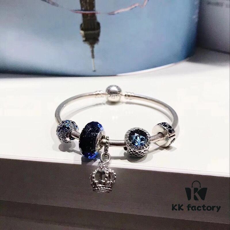 692fe46199f2d84055c8c05b Pandora New Arrivals! Elegant Blue Hollow Crown Pendant with Shimmering Blue Enamel and Sparkling Cubic Zirconia, Paired with Original Bracelet