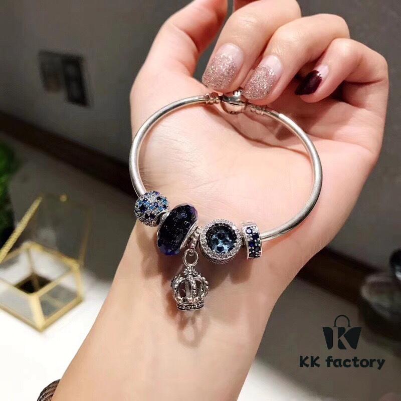 692fe46299f2d84055c8c05c Pandora New Arrivals! Elegant Blue Hollow Crown Pendant with Shimmering Blue Enamel and Sparkling Cubic Zirconia, Paired with Original Bracelet