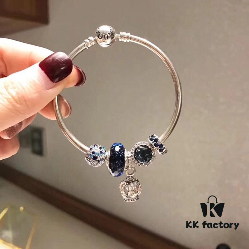 692fe46299f2d84055c8c05d Pandora New Arrivals! Elegant Blue Hollow Crown Pendant with Shimmering Blue Enamel and Sparkling Cubic Zirconia, Paired with Original Bracelet