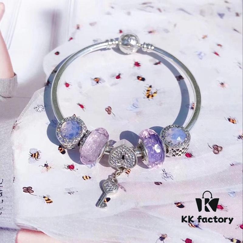 692fe47599f2d84055c8c08a Pandora Pandora Silver Wire Pink Purple Heart Key New Arrival! Highest Quality on Market, Compatible with Official Store Cleaning! Made with Authentic Materials for Perfect One-to-One Replication!