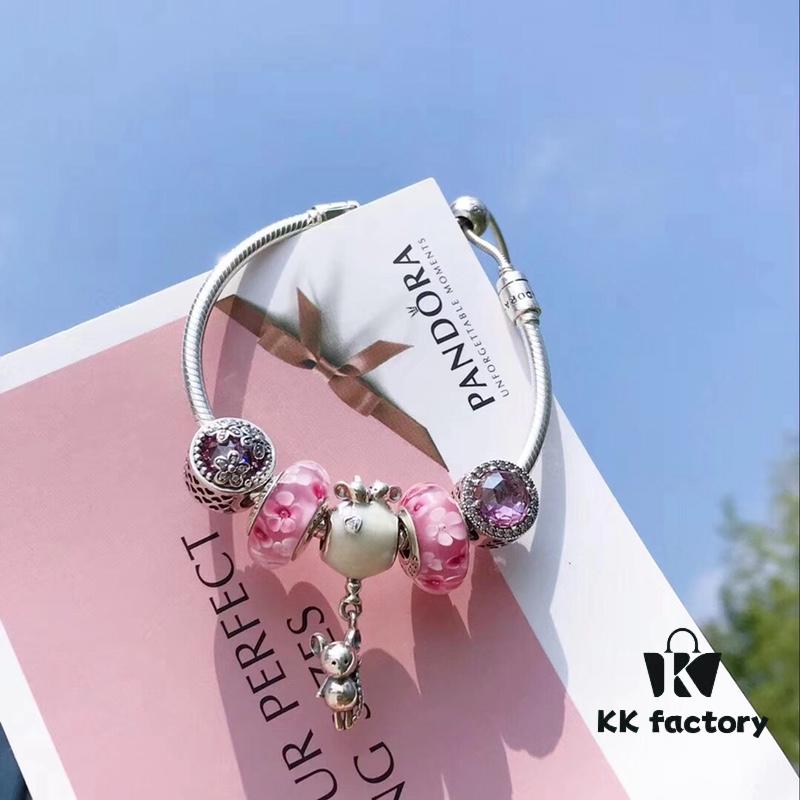 692fe47c99f2d84055c8c09b Pandora Peach Blossom Confession Balloon New Arrival! Pink Peach Blossom Glass Beads, Sparkling Cat's Eye Beads, Cherry Blossom and Daisy Design with Mickey Mouse Confession Balloon Pendant, S925 Silver Jewelry Set