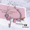 692fe47d99f2d84055c8c09f Pandora Peach Blossom Confession Balloon New Arrival! Pink Peach Blossom Glass Beads, Sparkling Cat's Eye Beads, Cherry Blossom and Daisy Design with Mickey Mouse Confession Balloon Pendant, S925 Silver Jewelry Set