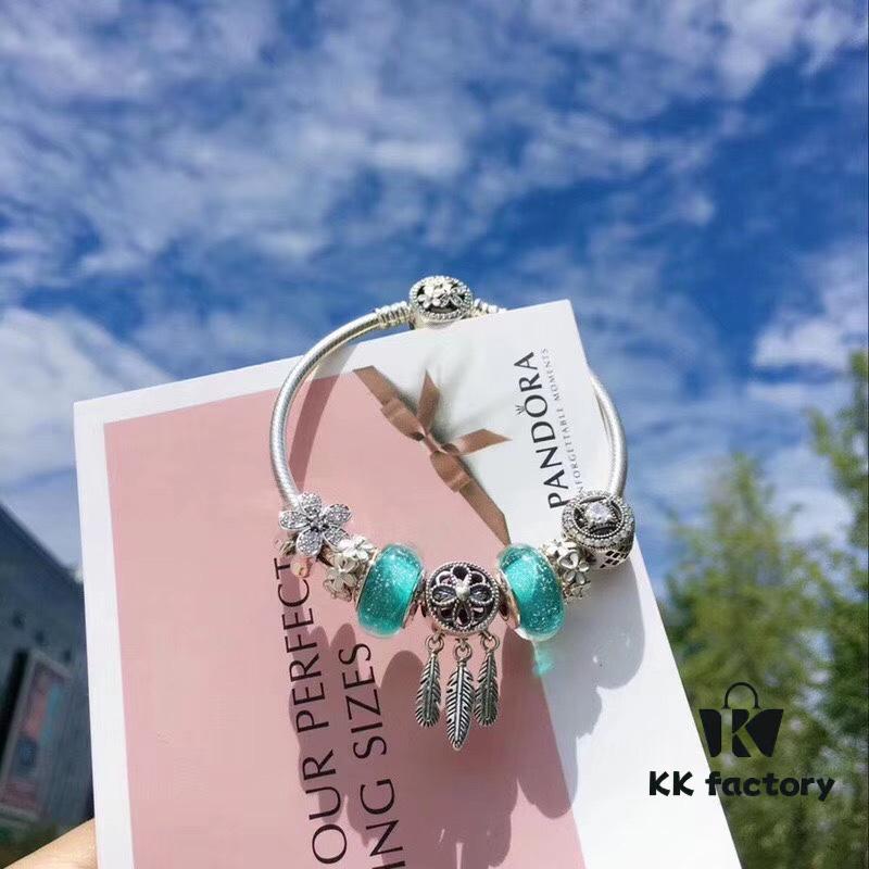 692fe4af99f2d84055c8c107 Pandora Night Glow Mint Dreamcatcher New Arrival! Crafted with authentic boutique materials, perfectly replicated to match retail quality. Features glow-in-the-dark mint glass beads, fully diamond-paved daisy flower spacers, lucky coin charm, daisy enamel separators, paired with a meaningful dreamcatcher pendant. Made in S925 silver and comes with official boutique packaging!
