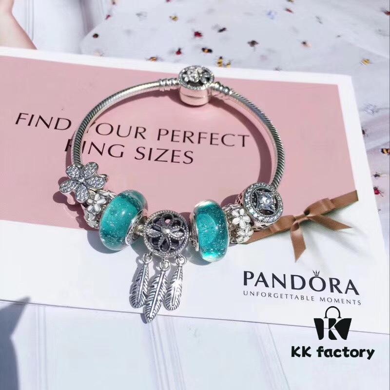 692fe4b099f2d84055c8c109 Pandora Night Glow Mint Dreamcatcher New Arrival! Crafted with authentic boutique materials, perfectly replicated to match retail quality. Features glow-in-the-dark mint glass beads, fully diamond-paved daisy flower spacers, lucky coin charm, daisy enamel separators, paired with a meaningful dreamcatcher pendant. Made in S925 silver and comes with official boutique packaging!