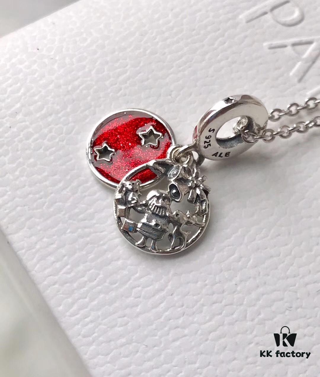 692fe4b399f2d84055c8c110 New Arrival Pandora Style Christmas Double Charm with Engraved Santa, Reindeer, Love Peace Joy Design