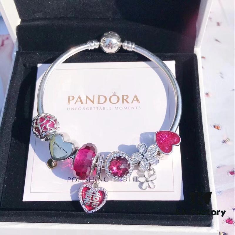 692fe4b799f2d84055c8c119 Pandora Pandora Enthusiastic Rose Red Festive Double Happiness New Arrival! Perfectly crafted with one-to-one cabinet materials, quality comparable to official counter products!