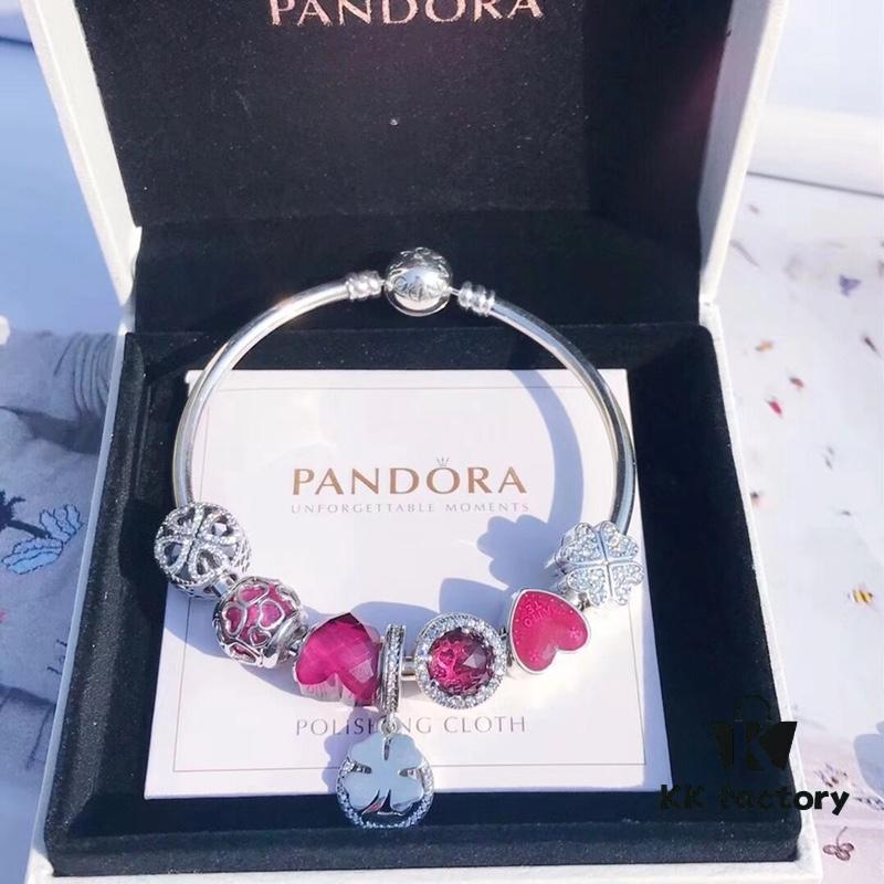 692fe4ba99f2d84055c8c123 Pandora Enamel Clover Passionate Rose Red New Arrival! High-Quality Replica with Original Materials, Full Diamond-Paved Hollow Clover Pendant with Rose Red Heart Faceted Glass and Sparkling Cat's Eye, Double-Layer Clover Charm with S925 Silver and Authentic Packaging