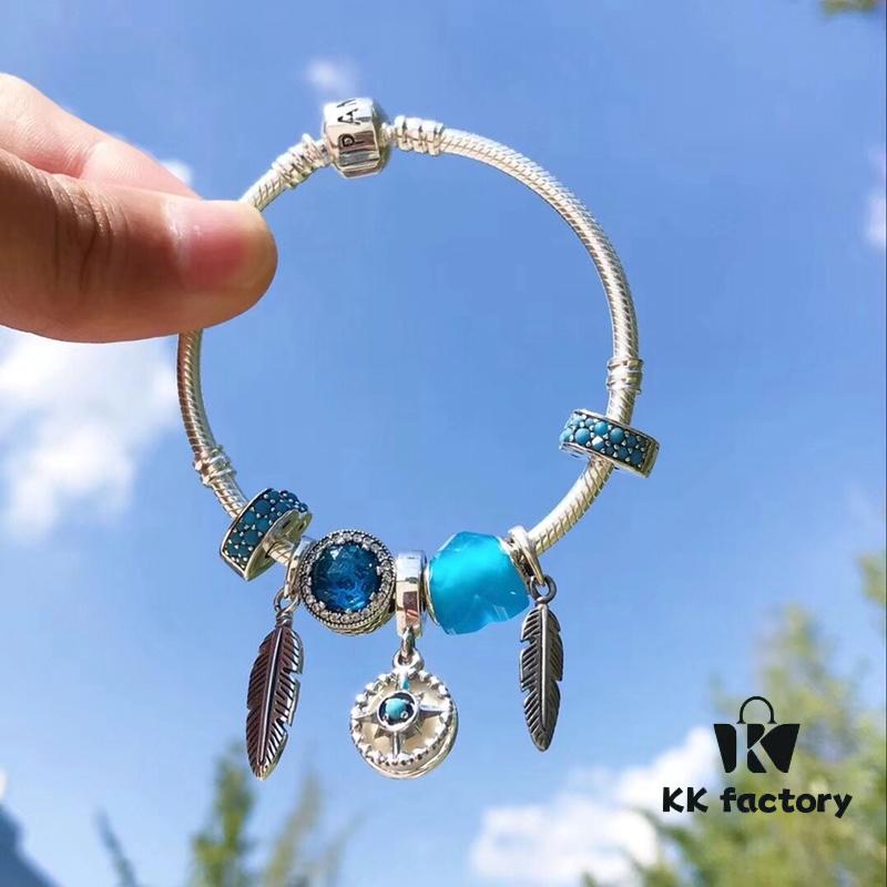 692fe4bc99f2d84055c8c129 Pandora Ocean Blue Northern Star New Arrival! Marine Blue Glass, Sparkling Cat Eye Stone, Feather Wing Pendant, Fully Diamond-Encrusted Blue Heart Spacer, Paired with the Guardian Northern Star Charm – A Lifetime of Devotion Just for You