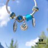 692fe4bc99f2d84055c8c12a Pandora Ocean Blue Northern Star New Arrival! Marine Blue Glass, Sparkling Cat Eye Stone, Feather Wing Pendant, Fully Diamond-Encrusted Blue Heart Spacer, Paired with the Guardian Northern Star Charm – A Lifetime of Devotion Just for You