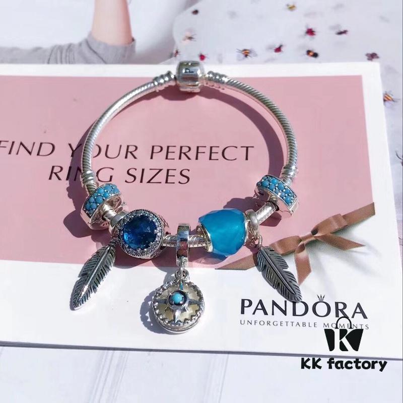 692fe4bd99f2d84055c8c12d Pandora Ocean Blue Northern Star New Arrival! Marine Blue Glass, Sparkling Cat Eye Stone, Feather Wing Pendant, Fully Diamond-Encrusted Blue Heart Spacer, Paired with the Guardian Northern Star Charm – A Lifetime of Devotion Just for You