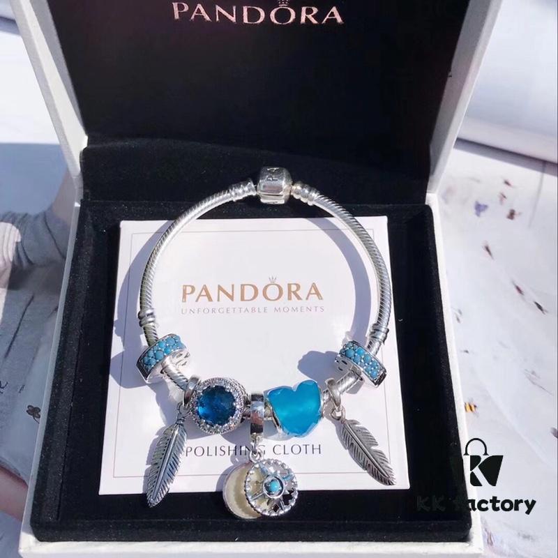 692fe4bd99f2d84055c8c12e Pandora Ocean Blue Northern Star New Arrival! Marine Blue Glass, Sparkling Cat Eye Stone, Feather Wing Pendant, Fully Diamond-Encrusted Blue Heart Spacer, Paired with the Guardian Northern Star Charm – A Lifetime of Devotion Just for You