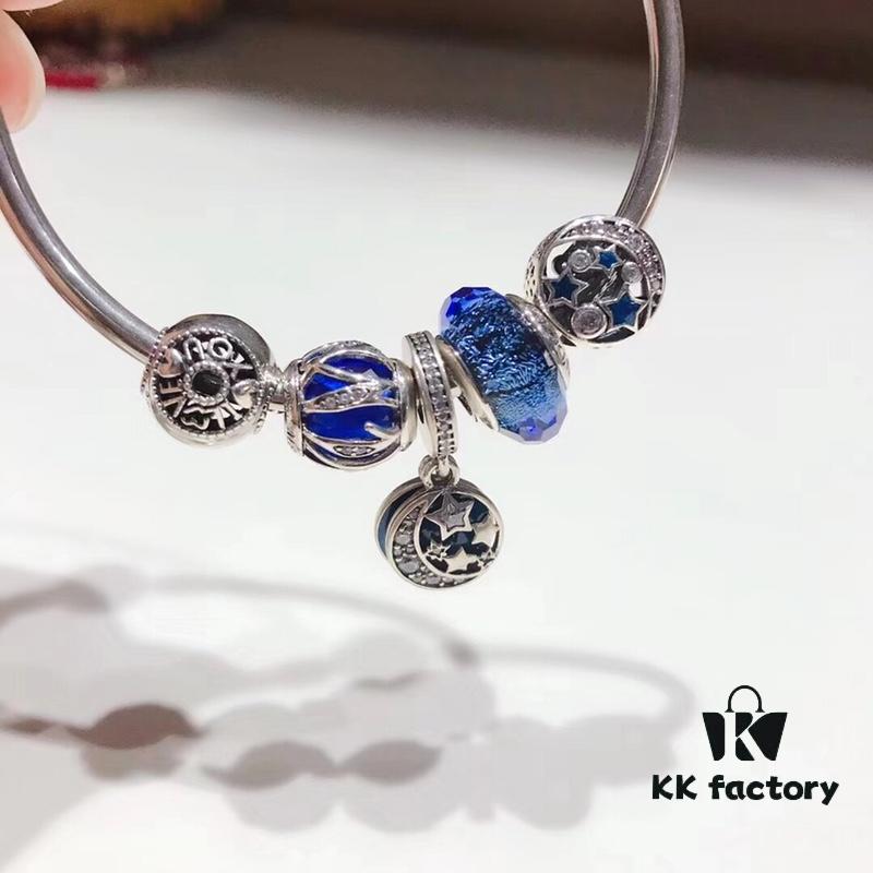 692fe4c799f2d84055c8c141 Pandora Pandora Blue Star and Moon New Arrival! Highest Quality on Market, Supports Counter Cleaning! Made with Counter Materials, Perfect 1:1 Craftsmanship! Thai Imported Original Silver Wire with Blue Glass, Hollow Star and Moon Bead, I Love You Round Bead, Blue Luster Bead, Deep Star and Moon Pendant. S925 Silver with Official Packaging!