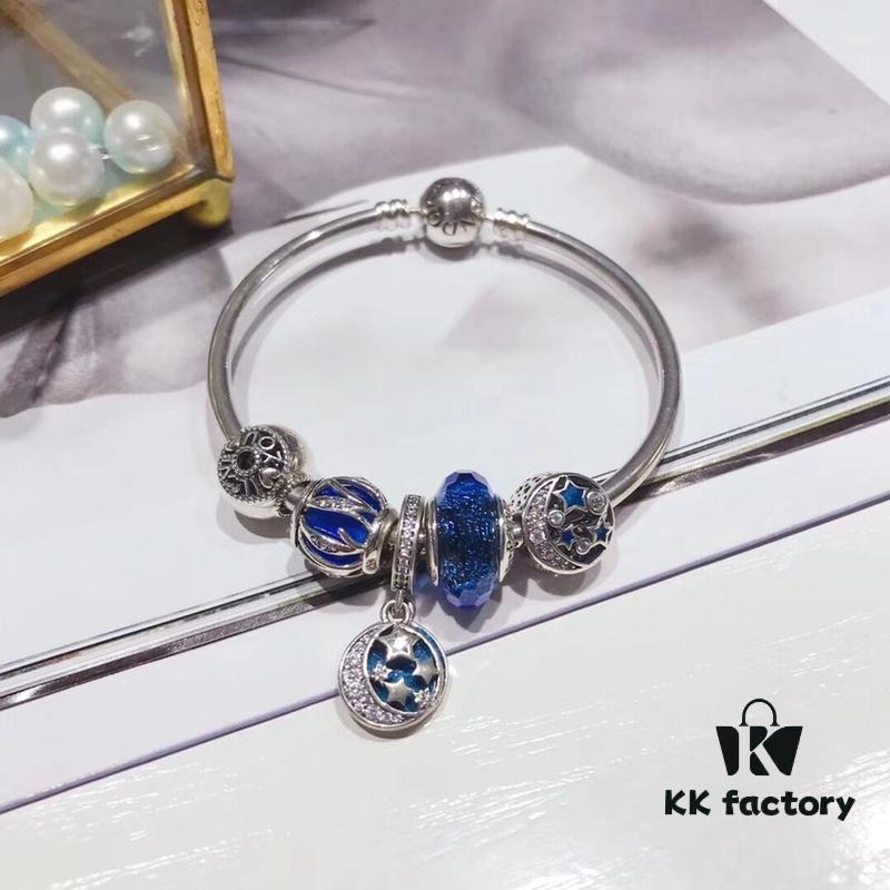 692fe4c899f2d84055c8c144 Pandora Pandora Blue Star and Moon New Arrival! Highest Quality on Market, Supports Counter Cleaning! Made with Counter Materials, Perfect 1:1 Craftsmanship! Thai Imported Original Silver Wire with Blue Glass, Hollow Star and Moon Bead, I Love You Round Bead, Blue Luster Bead, Deep Star and Moon Pendant. S925 Silver with Official Packaging!