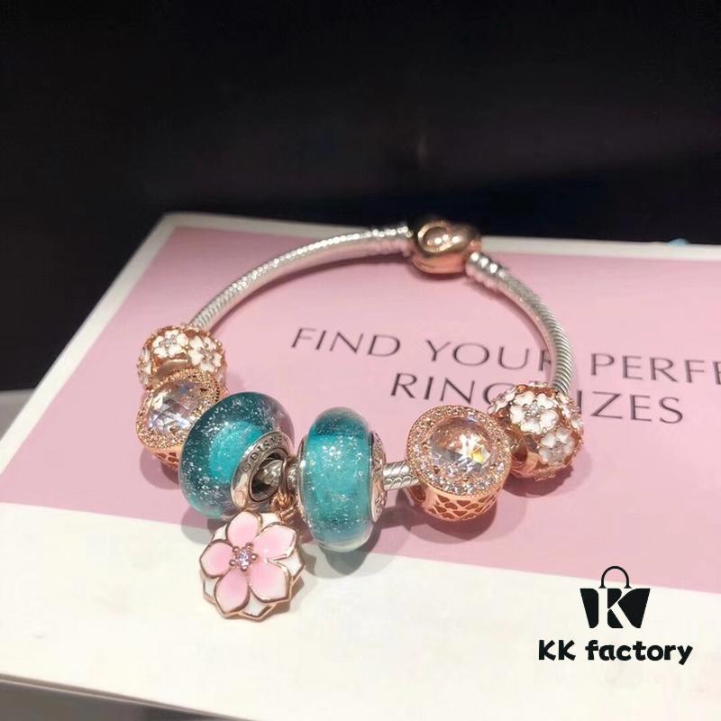 692fe4d199f2d84055c8c15d Pandora Night Glow Mint Rose Peach Blossom New Arrival! Crafted with authentic boutique materials, perfectly replicating the original quality. Features night glow mint glass beads, rose-shaped sparkling crystal white cat's eye bead, rose daisy charm, paired with a rose peach blossom pendant. Made in S925 silver and comes with official boutique packaging!