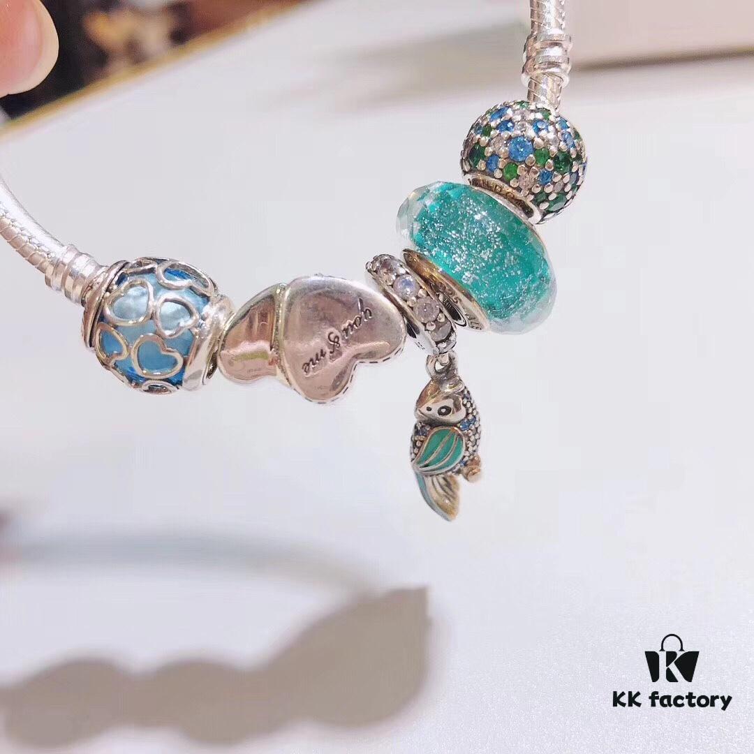 692fe4de99f2d84055c8c177 Pandora Mint Parrot New Arrival! Mint Glass with Silver Wire Facet, Double Heart for Valentine's Day, Green Sparkling Bead, Blue Twisted Love, Parrot Pendant