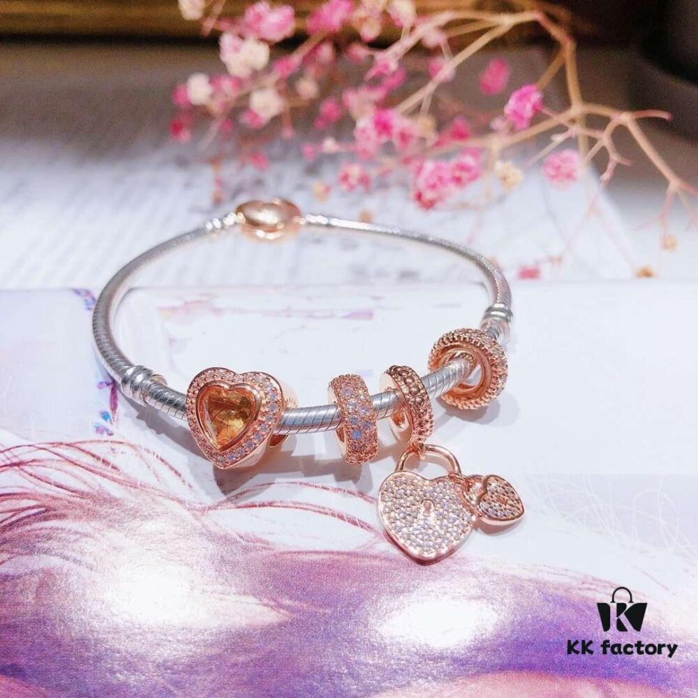 692fe4e399f2d84055c8c184 Pandora Rose Shining Heart New Arrival! ZP Material, Exquisite Craftsmanship, Quality Comparable to ZP! Rose Pink Heart with Sparkling Double Hearts, Comes with Packaging!
