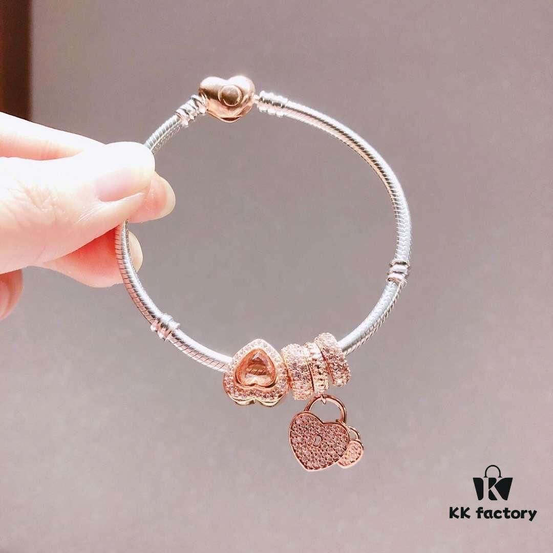 692fe4e599f2d84055c8c187 Pandora Rose Shining Heart New Arrival! ZP Material, Exquisite Craftsmanship, Quality Comparable to ZP! Rose Pink Heart with Sparkling Double Hearts, Comes with Packaging!