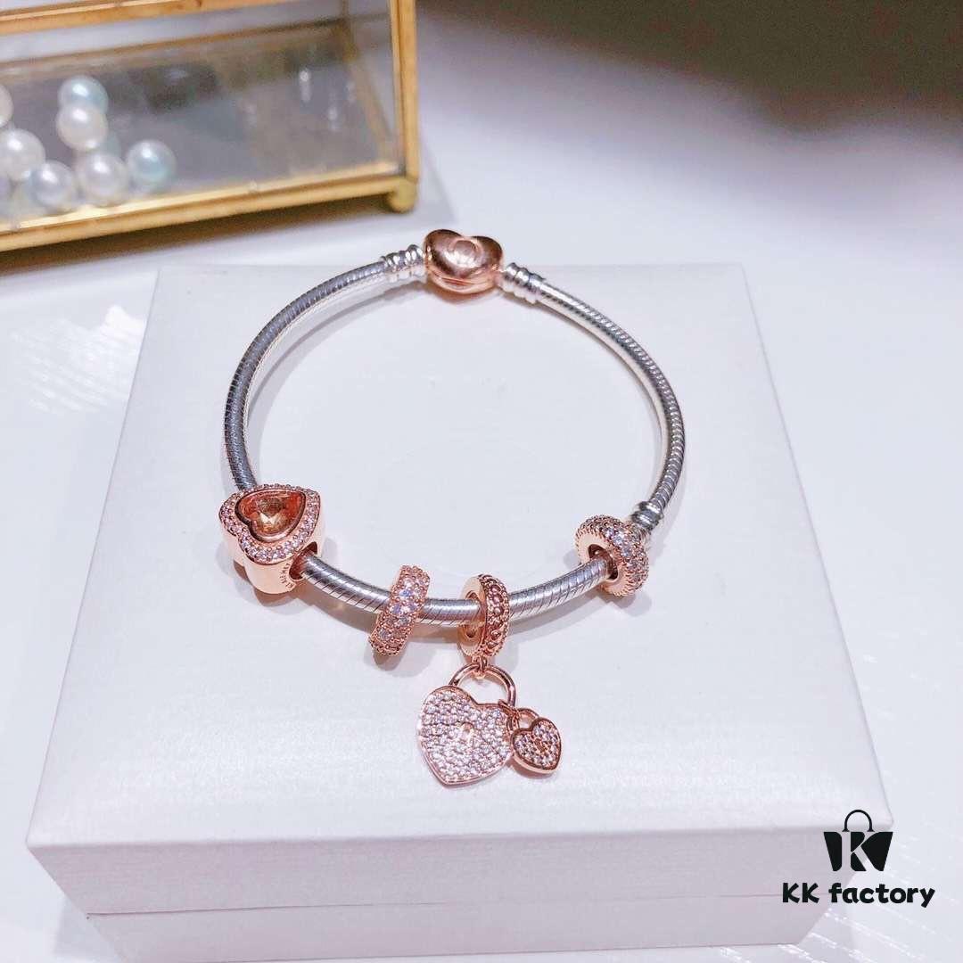 692fe4e699f2d84055c8c18b Pandora Rose Shining Heart New Arrival! ZP Material, Exquisite Craftsmanship, Quality Comparable to ZP! Rose Pink Heart with Sparkling Double Hearts, Comes with Packaging!