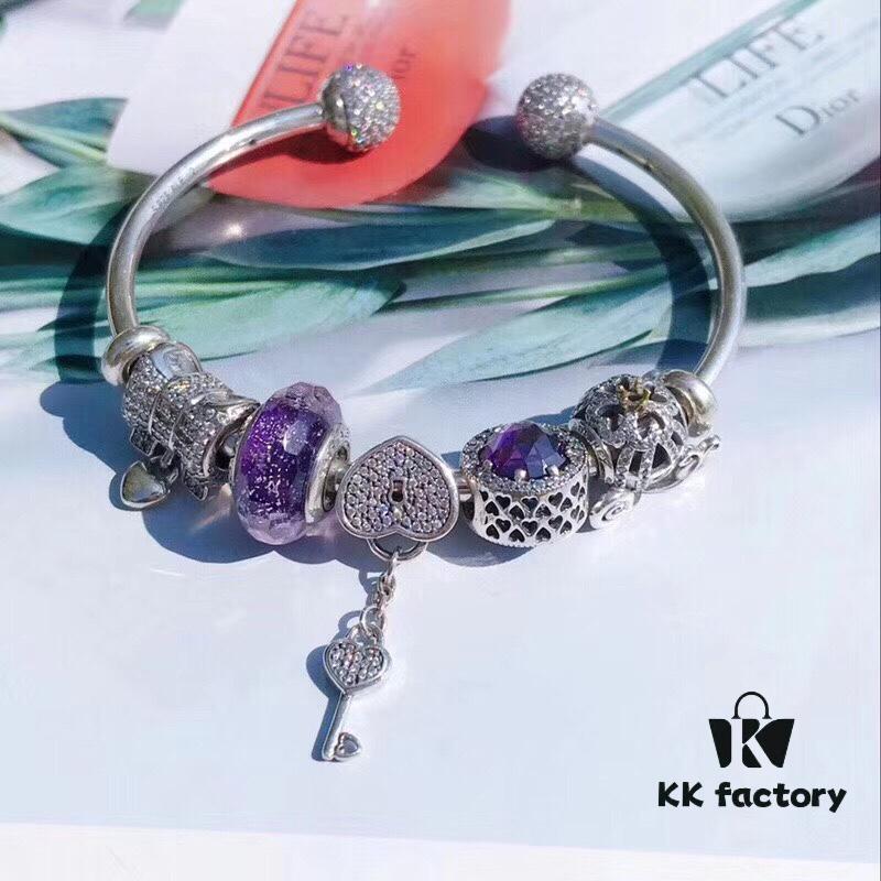 692fe4eb99f2d84055c8c193 Pandora Pandora Purple Heart Key Pendant 🔑 New Arrival! Made with Counter Material for One-to-One Perfect Craftsmanship, Quality Comparable to Official Stores!