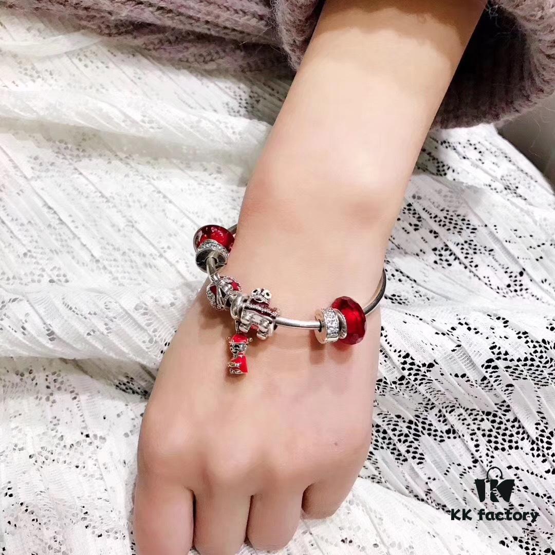 692fe50599f2d84055c8c1bd Pandora New Year Red Collection! Faceted Red Glass with White Sparkling Clasp, Cute Little Lion and 14K Gold Plated Fortune God Pendant in Mixed Materials, S925 Silver Custom Crafted to Match Boutique Quality