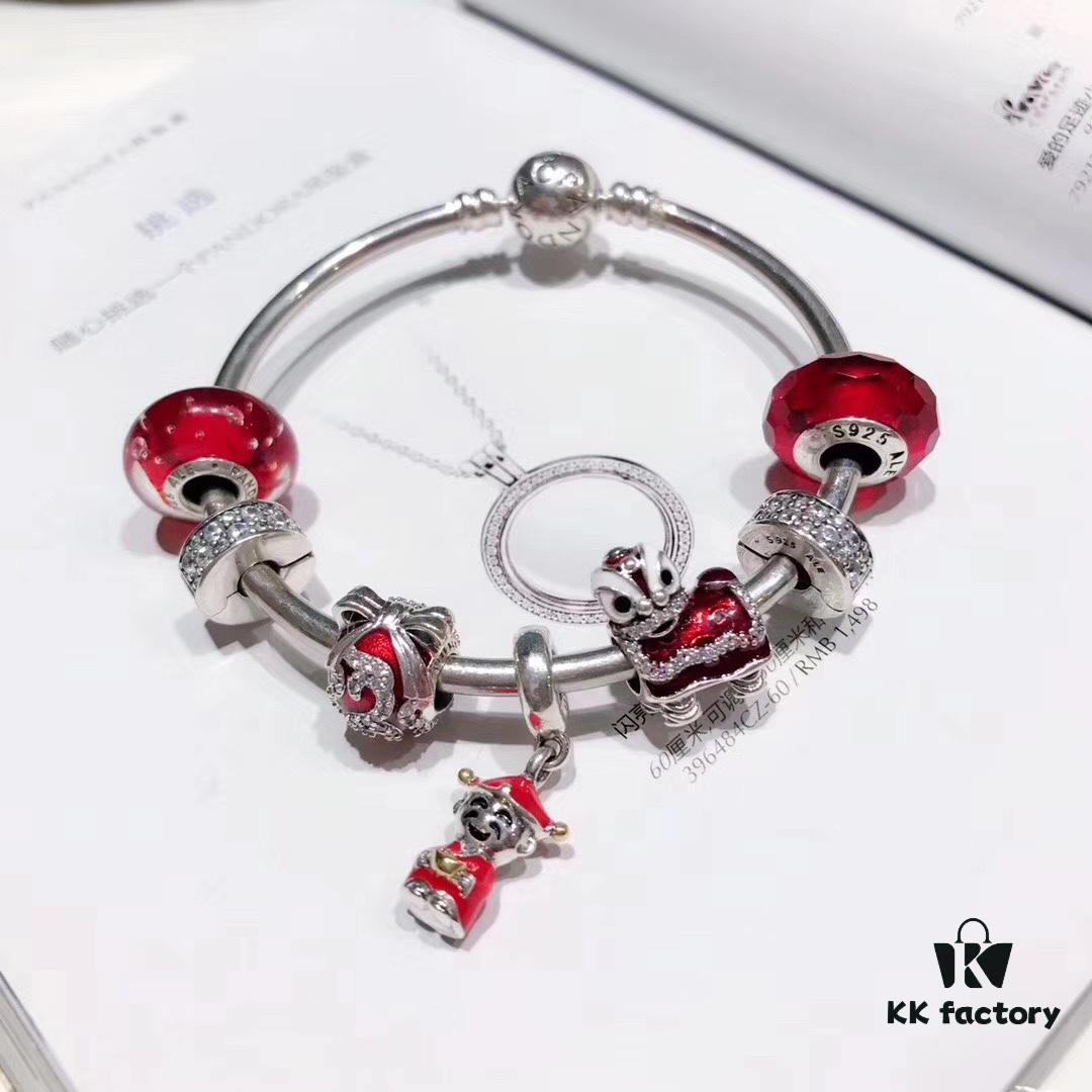 692fe51699f2d84055c8c1db Pandora New Year Red Collection! Faceted Red Glass with White Sparkling Clasp, Cute Little Lion and 14K Gold Plated Fortune God Pendant in Mixed Materials, S925 Silver Custom Crafted to Match Boutique Quality