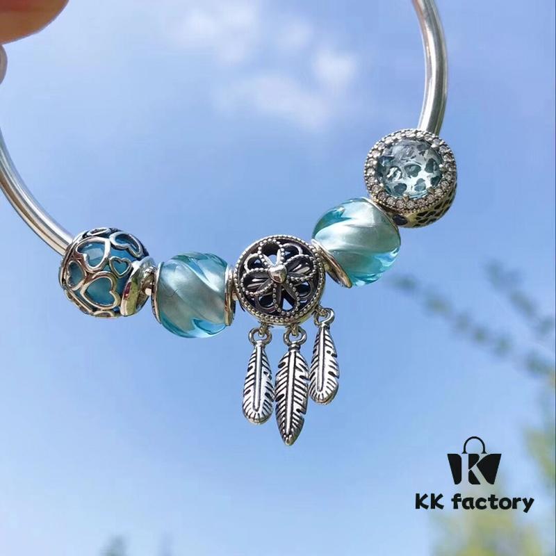 692fe51899f2d84055c8c1de Pandora Pandora Water Blue Spiral Dream Catcher New Arrival! Made with counter materials, perfectly crafted one-to-one, quality comparable to official store products! Water blue spiral glass beads, sparkling water blue cat's eye, water blue entwined love ❤️, paired with a meaningful dream catcher pendant, simple and refreshing, making this autumn anything but dull. S925 silver comes with official packaging! 🍃🌺