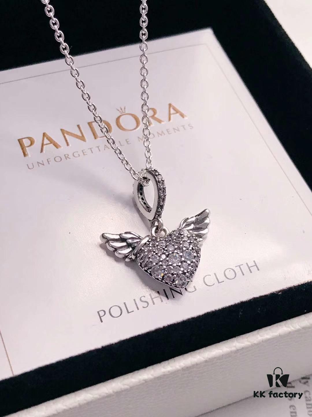 692fe53f99f2d84055c8c218 Pandora Latest Angel Wings Micropaved Diamond Necklace in 925 Silver with Sparkling Stone Accents